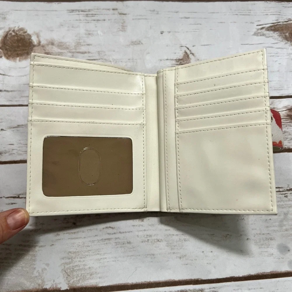 Buxton Bifold Wallet White Red Floral Poppy Gold Bird Logo Small OS